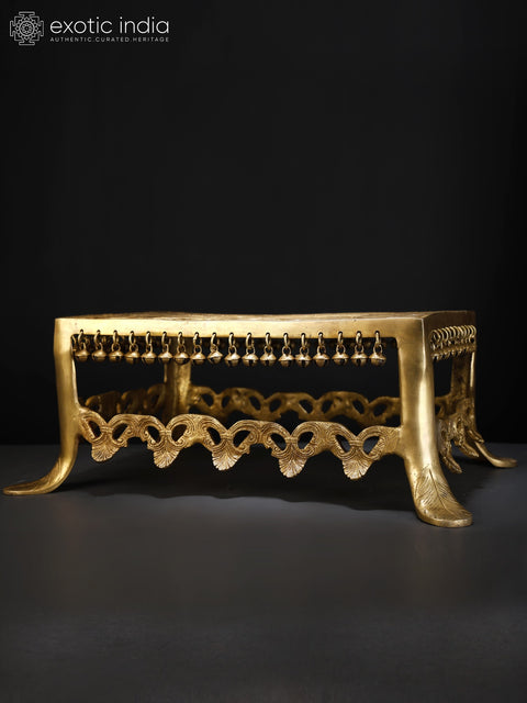 18" Designer Brass Pedestal/Chowki with Dangling Ghungroos