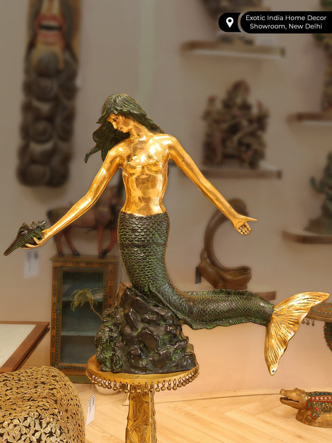 Beauty Ascending (Large Beautiful Mermaid Brass Statue)