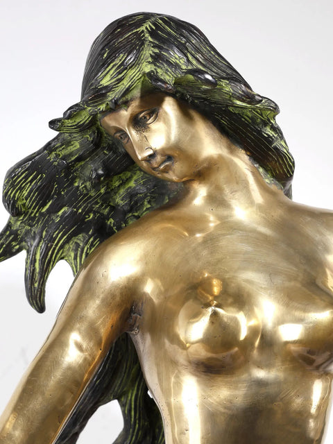 Beauty Ascending (Large Beautiful Mermaid Brass Statue)