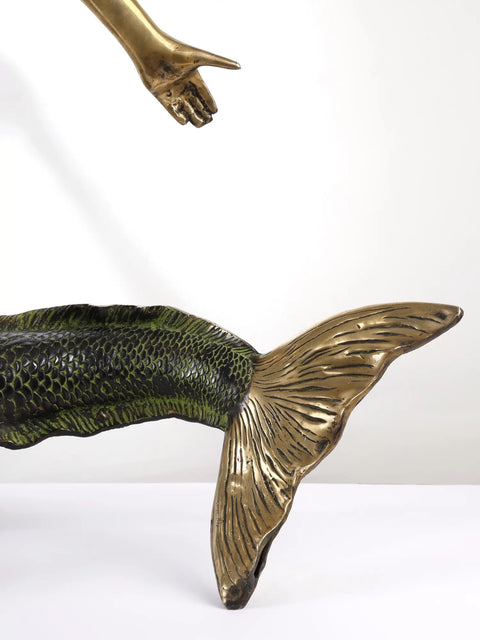 Beauty Ascending (Large Beautiful Mermaid Brass Statue)