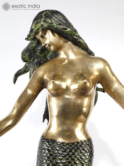 Beauty Ascending (Large Beautiful Mermaid Brass Statue)