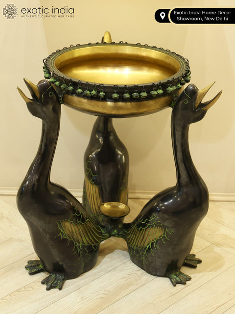 Brass Serenade (Ducks Design Brass Urli with Diya | Home Decor)