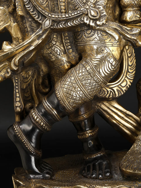 Krishna’s Inimitable Magnificence (Large Murli Manohar Lord Krishna Brass Statue Standing on Lotus with Peacock)