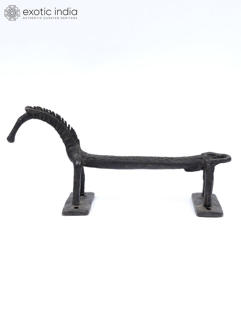 9" Designer Giraffe Vintage Door Handle in Brass