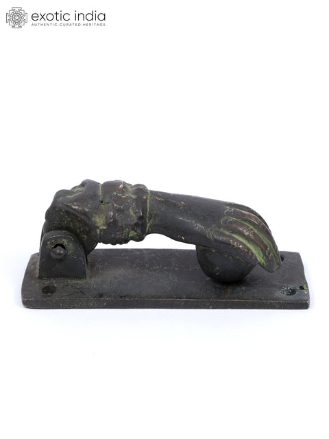 4" Human Hand with Ball Door Knocker in Brass