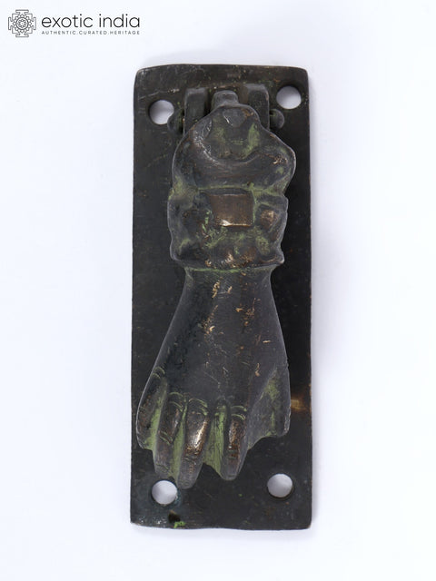 4" Human Hand with Ball Door Knocker in Brass