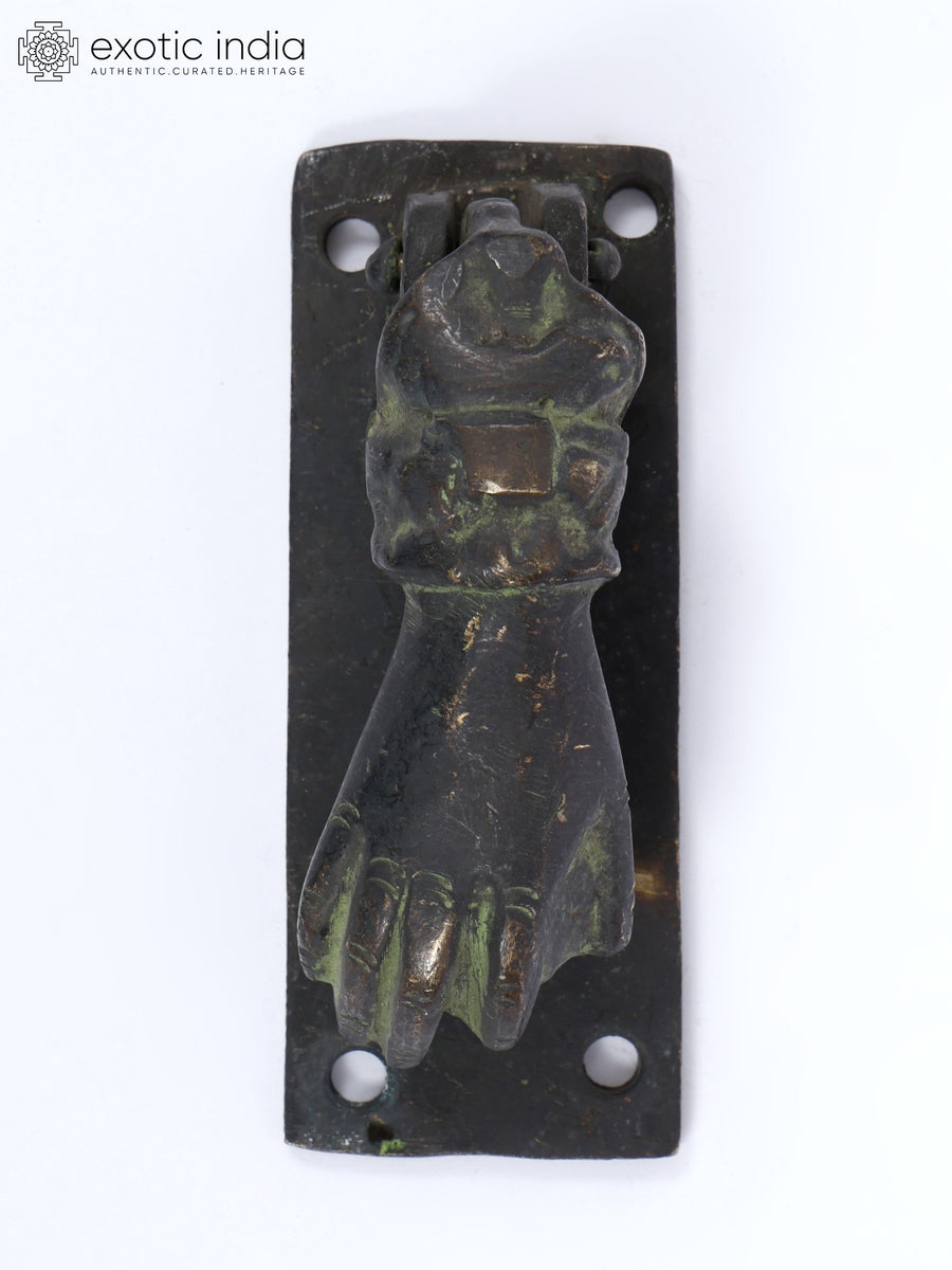 4" Brass Human Hand with Ball Door Knocker