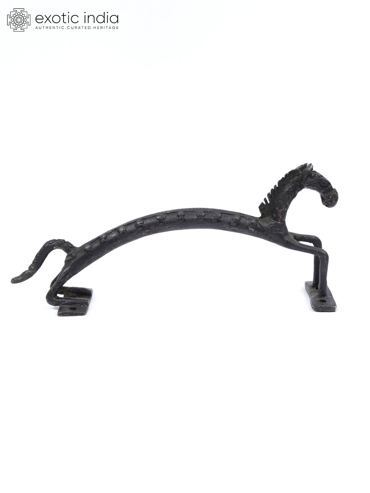8" Horse Design Vintage Look Door Handle in Brass