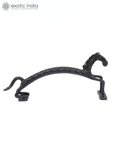 8" Horse Design Vintage Look Door Handle in Brass