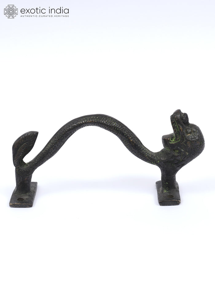 5" Brass Dragon Door Handle Statue for Home Decor