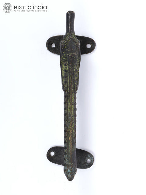 6" Stylized Crocodile Head Brass Door Handle