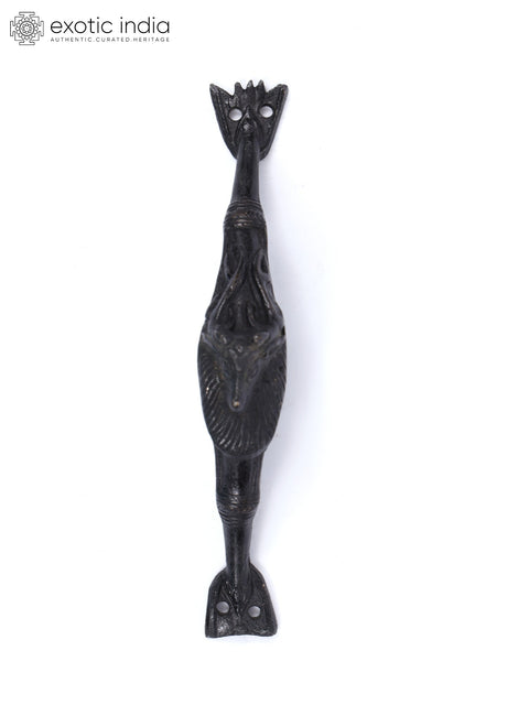 7" Reindeer Face Vintage Brass Door Handle