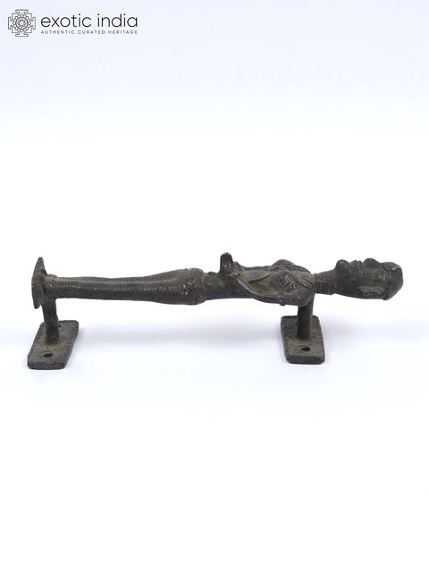 7" Tribal Figure Vintage Look Brass Door Handle