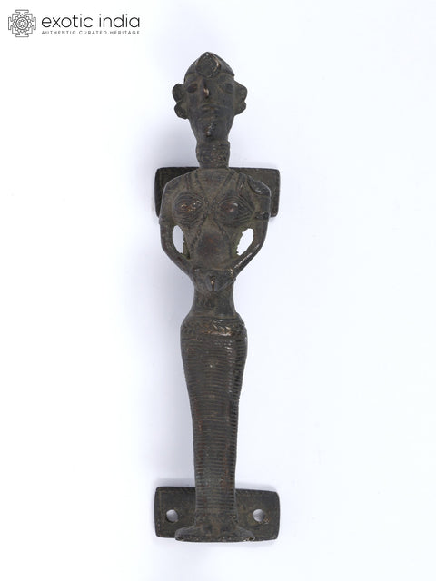 7" Tribal Figure Vintage Look Brass Door Handle