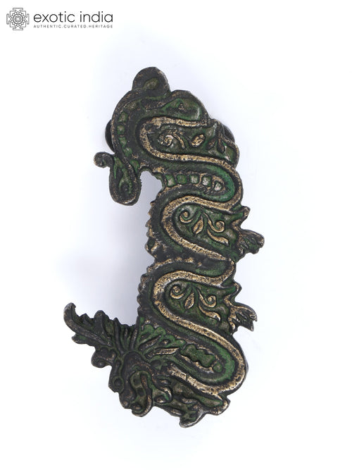 4" Brass Chinese Dragon Design Door Handle