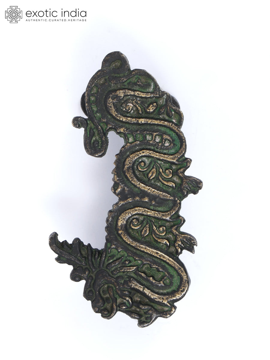 4" Brass Chinese Dragon Design Door Handle