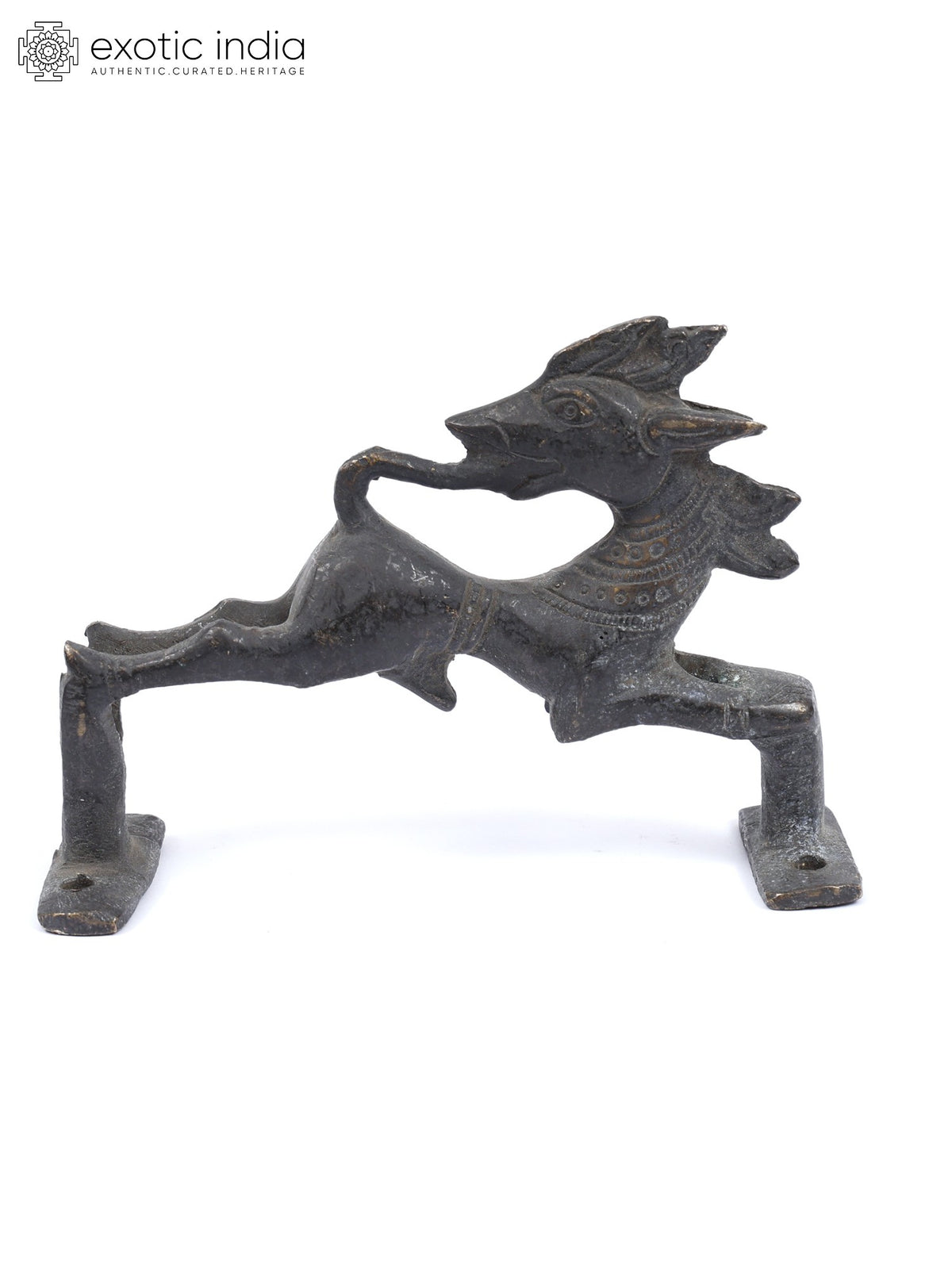 4" Dragon with Inverted Face Vintage Look Door Handle in Brass