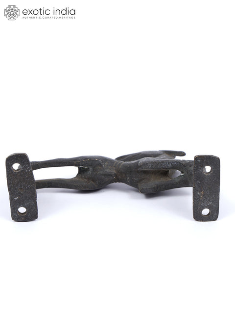 4" Dragon with Inverted Face Vintage Look Door Handle in Brass