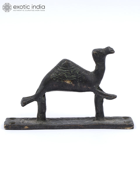 5" Camel Design Vintage Look Door Handle in Brass