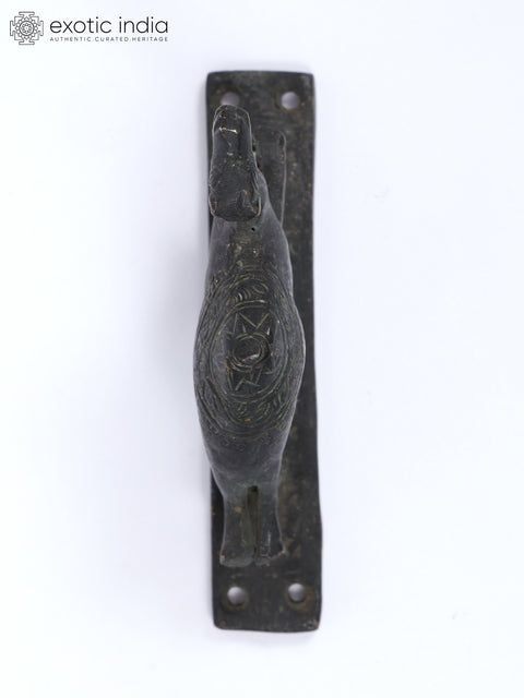 5" Camel Design Vintage Look Door Handle in Brass