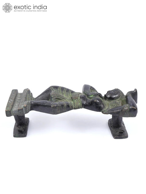 5" Dancing Apsara Door Handle in Brass