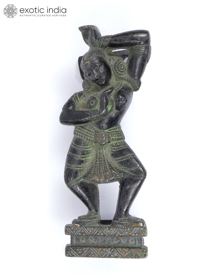 5" Brass Dancing Apsara Door Handle Statue