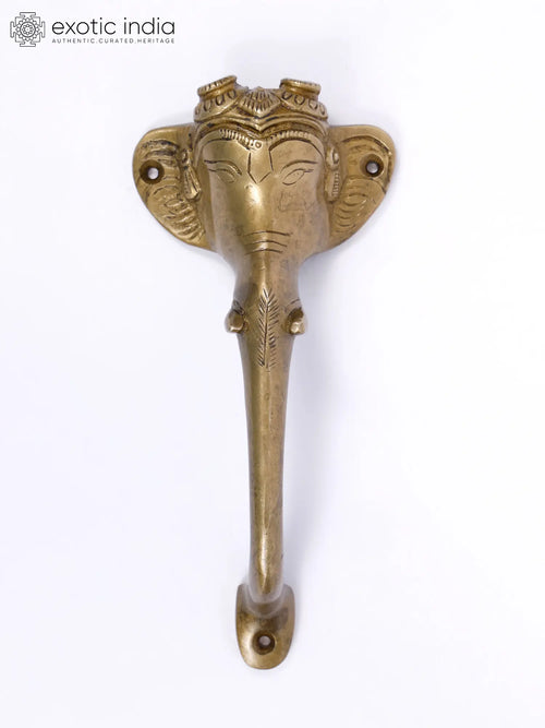8" Elephant Design Brass Door Handle for Home Decor