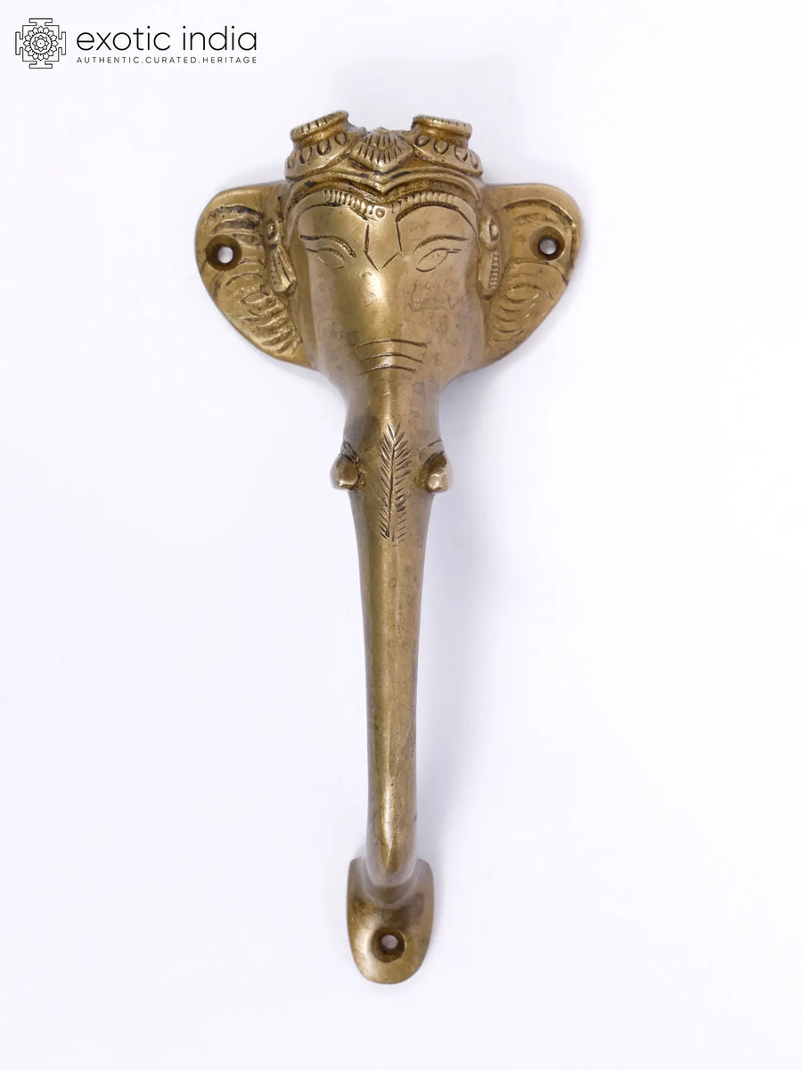 8" Elephant Design Brass Door Handle for Home Decor
