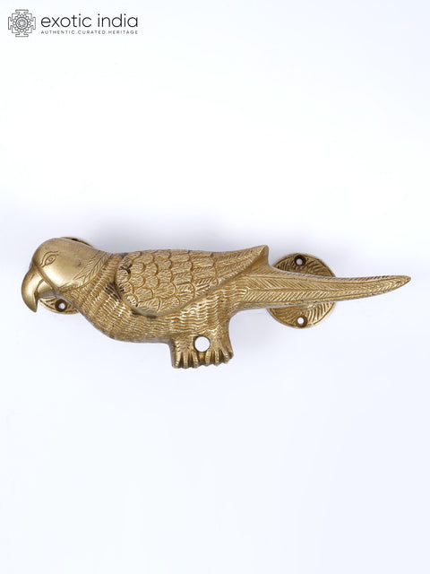 9" Parrot Design Door Handle in Brass