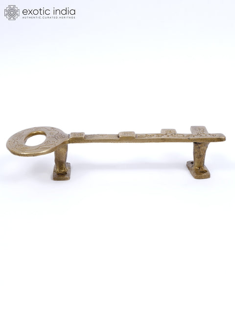 7" Key Design Door Handle in Brass