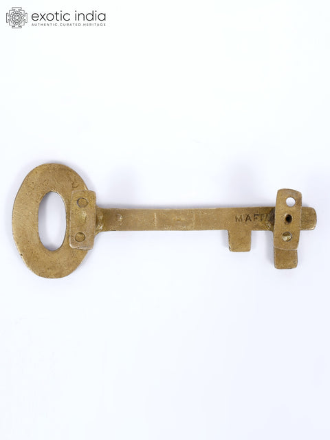 7" Key Design Door Handle in Brass