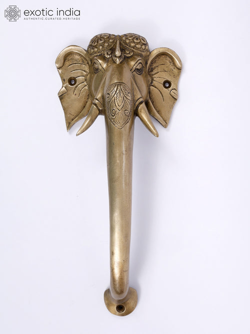 11" Elephant Design Brass Door Handle for Home Decor