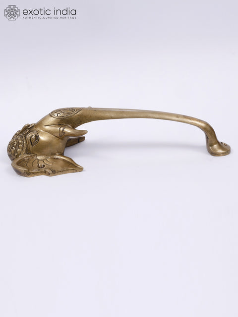 11" Elephant Design Large Brass Door Handle