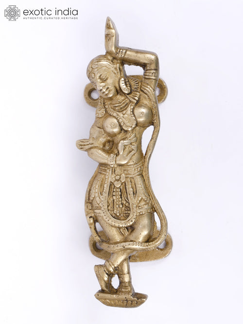 6" Dancing Apsara Brass Door Handle Statue