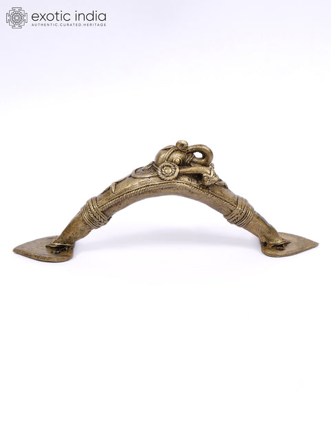 8" Tribal Elephant Face Brass Door Handle