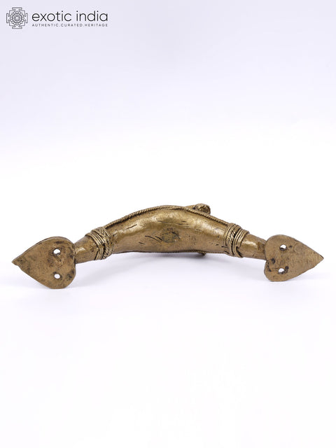 8" Tribal Elephant Face Brass Door Handle