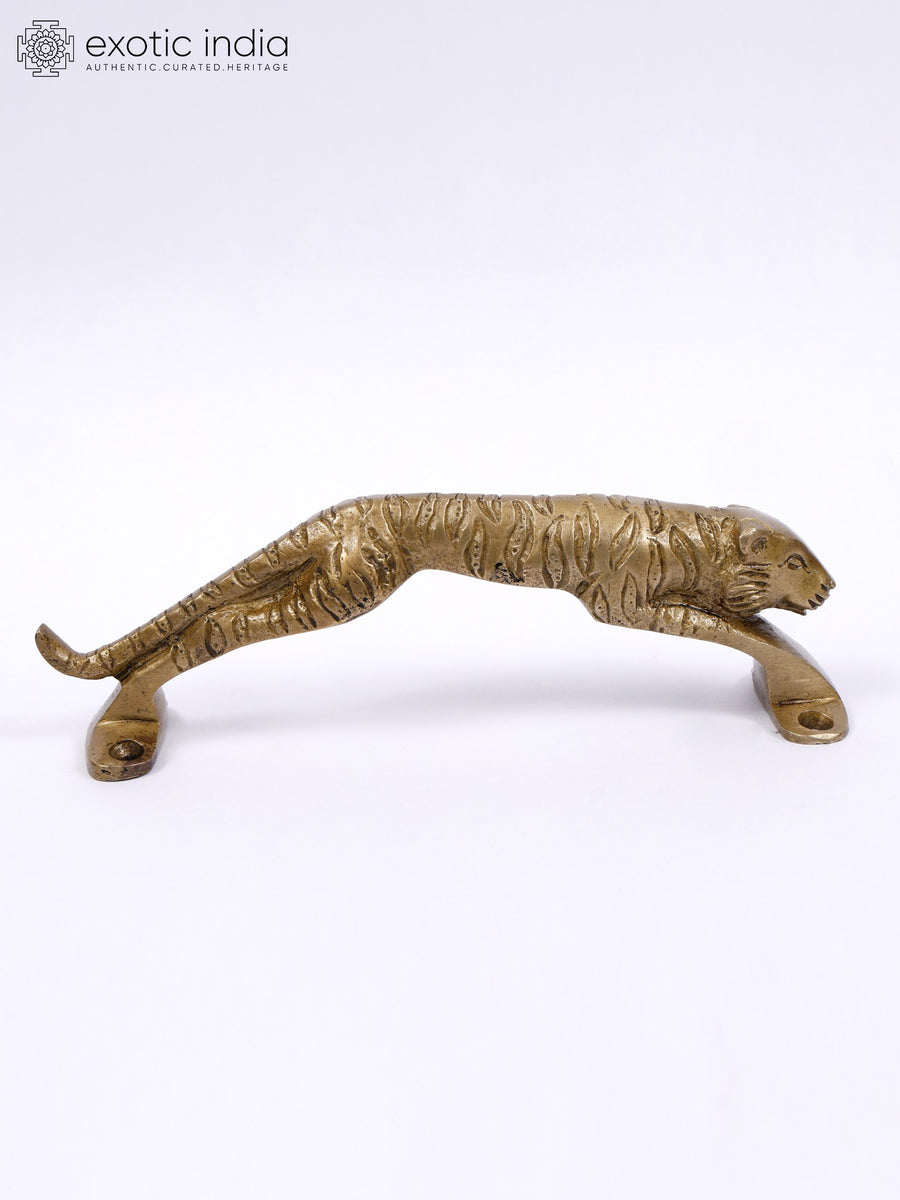 7" Tiger Design Brass Door Handle for Home Decor