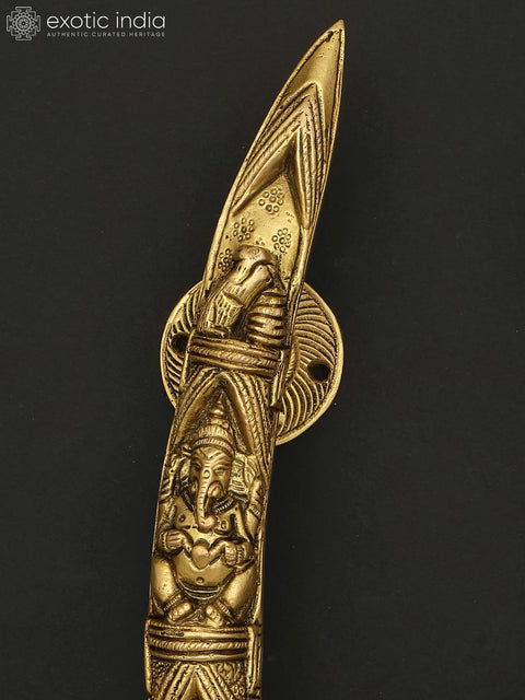 10" Lord Ganesha Brass Door Handles Pair