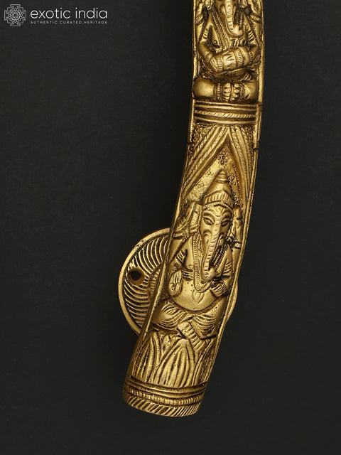 10" Lord Ganesha Brass Door Handles Pair