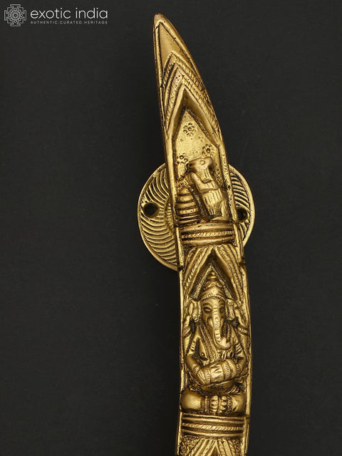 10" Lord Ganesha Brass Door Handles Pair