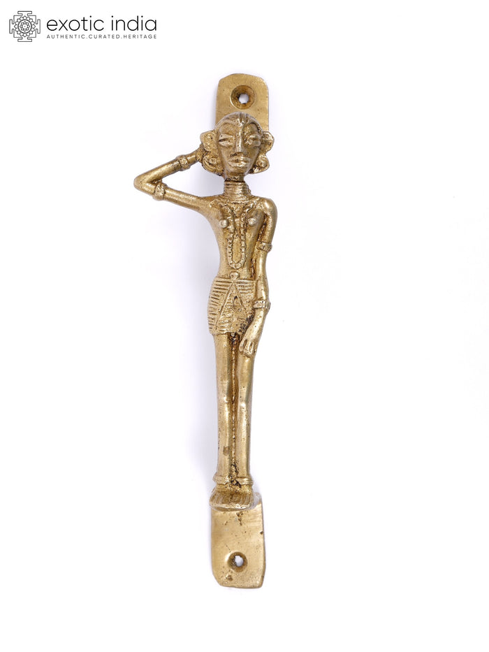 7" Tribal Lady Brass Door Handle
