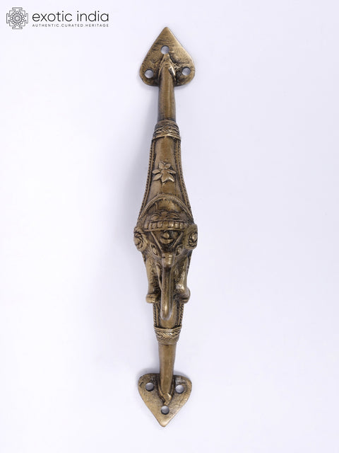 8" Tribal Elephant Brass Door Handle