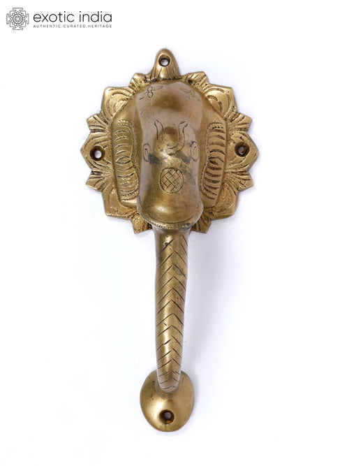 7" Elephant Design Brass Door Handle for Home Decor