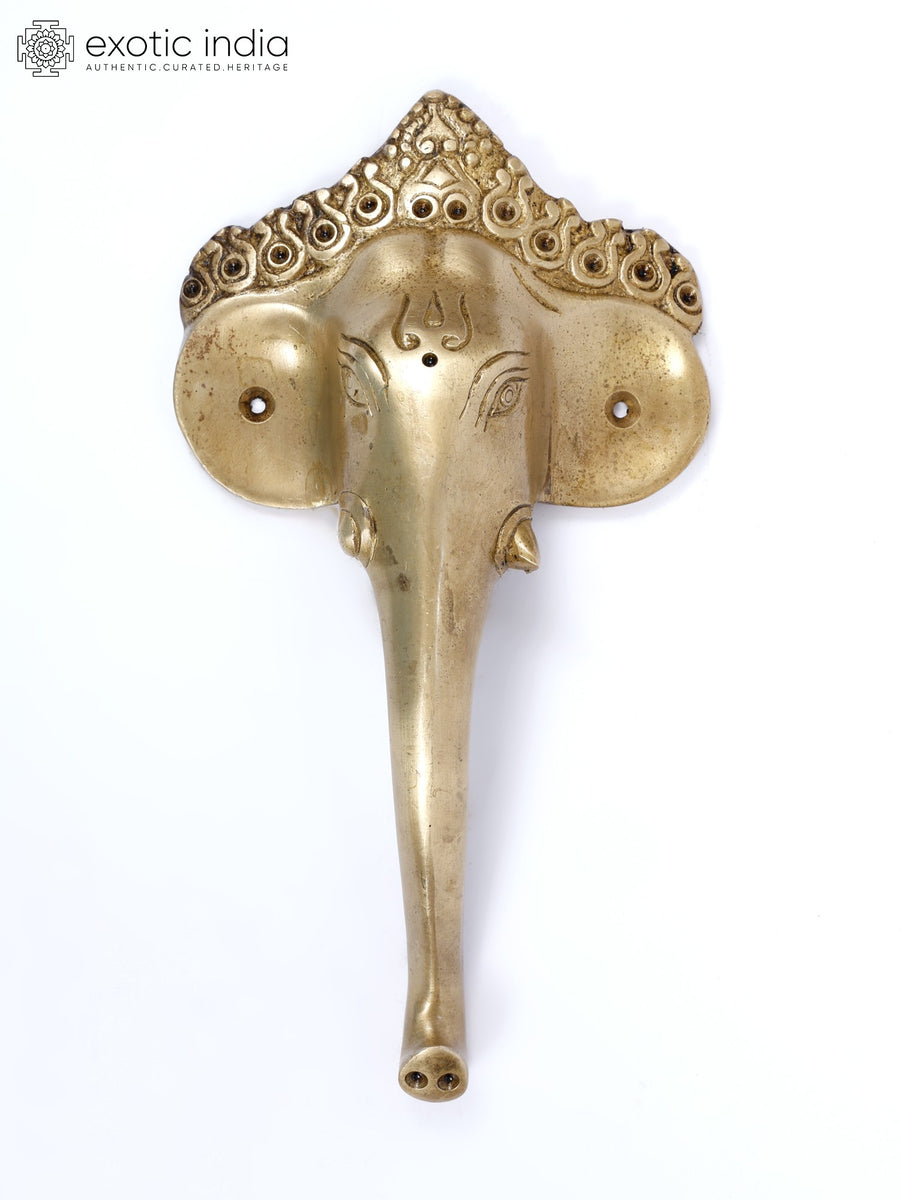 9" Lord Ganesha Brass Door Handle Statue