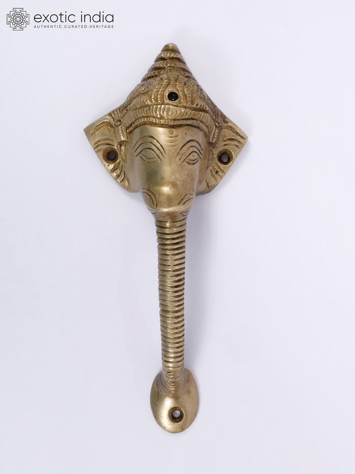8" Lord Ganesha Brass Door Handle Statue