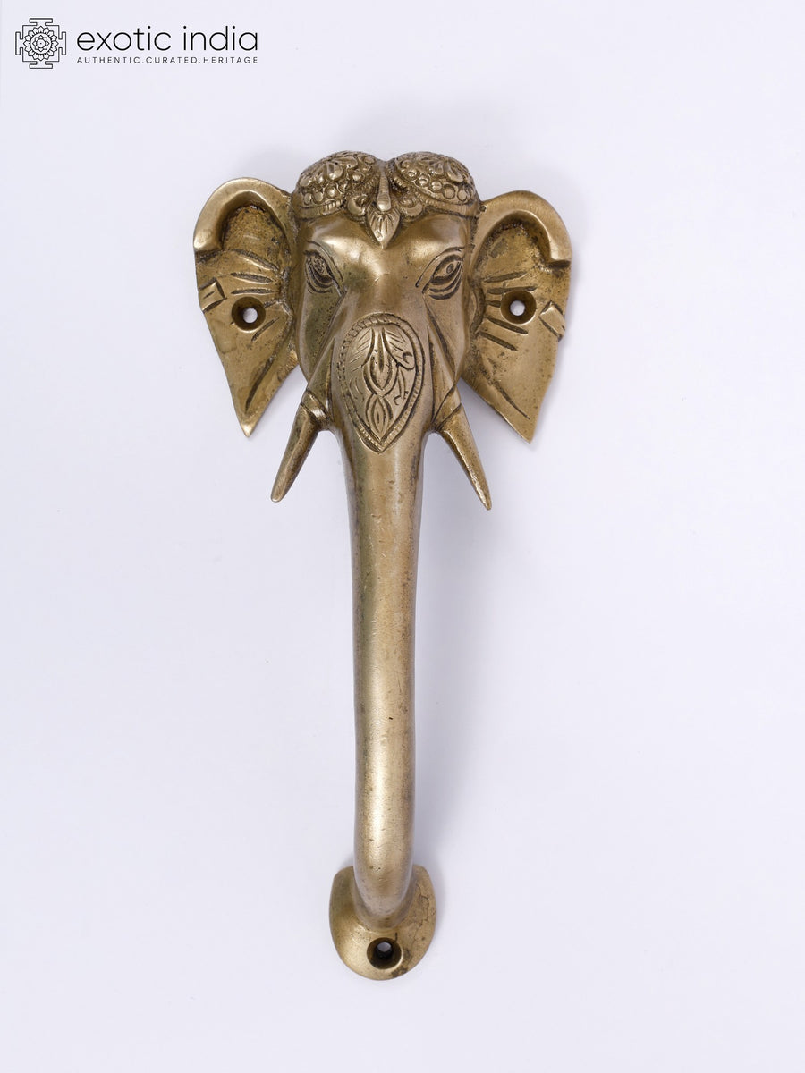 8" Elephant Design Brass Door Handle for Home Decor