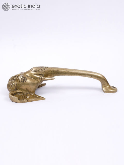 8" Elephant Design Brass Door Handle