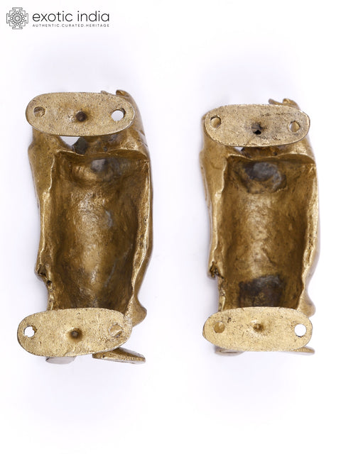 5" Pair of Laughing Buddha Door Handles in Brass