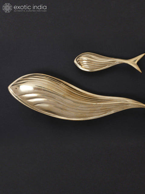 13" Fish Family Set of Four Brass Statues | Wall Decor