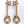 10" Key Design Brass Door Handles in Pair